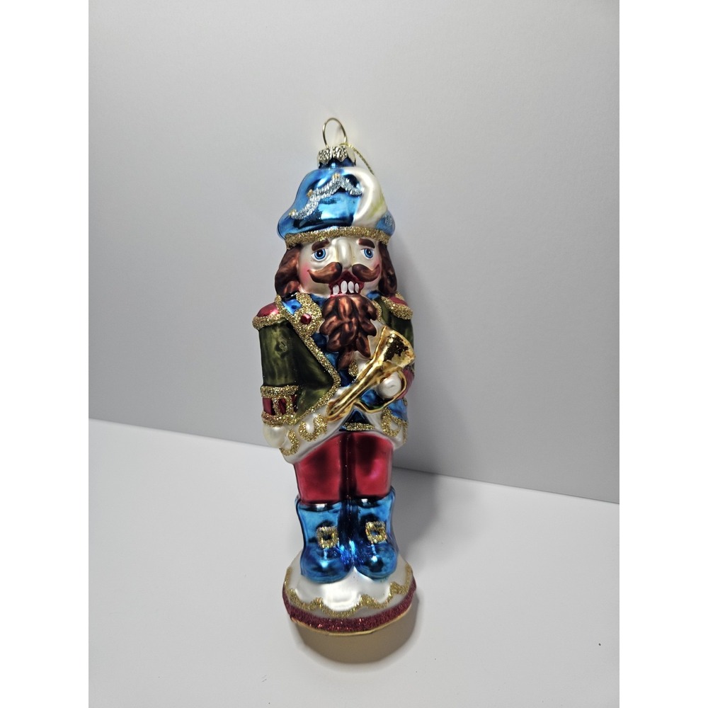 North‎ Pole Trading Co 2010 Nutcracker Soldier Glass Christmas Ornament Crescent